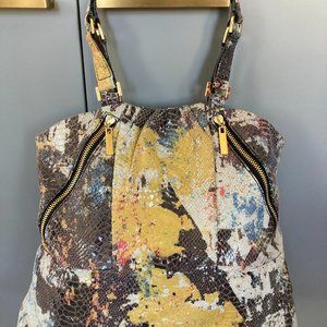 Tory Burch set bag tote (preowned) clutch wallet (NWOT) leather multi color gorg